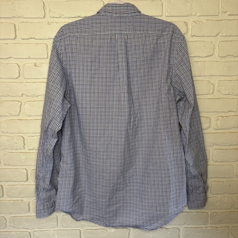 Ralph Lauren‎ Blue White Plaid Collared Button Down Cotton Shirt Men's Large - Picture 4 of 4